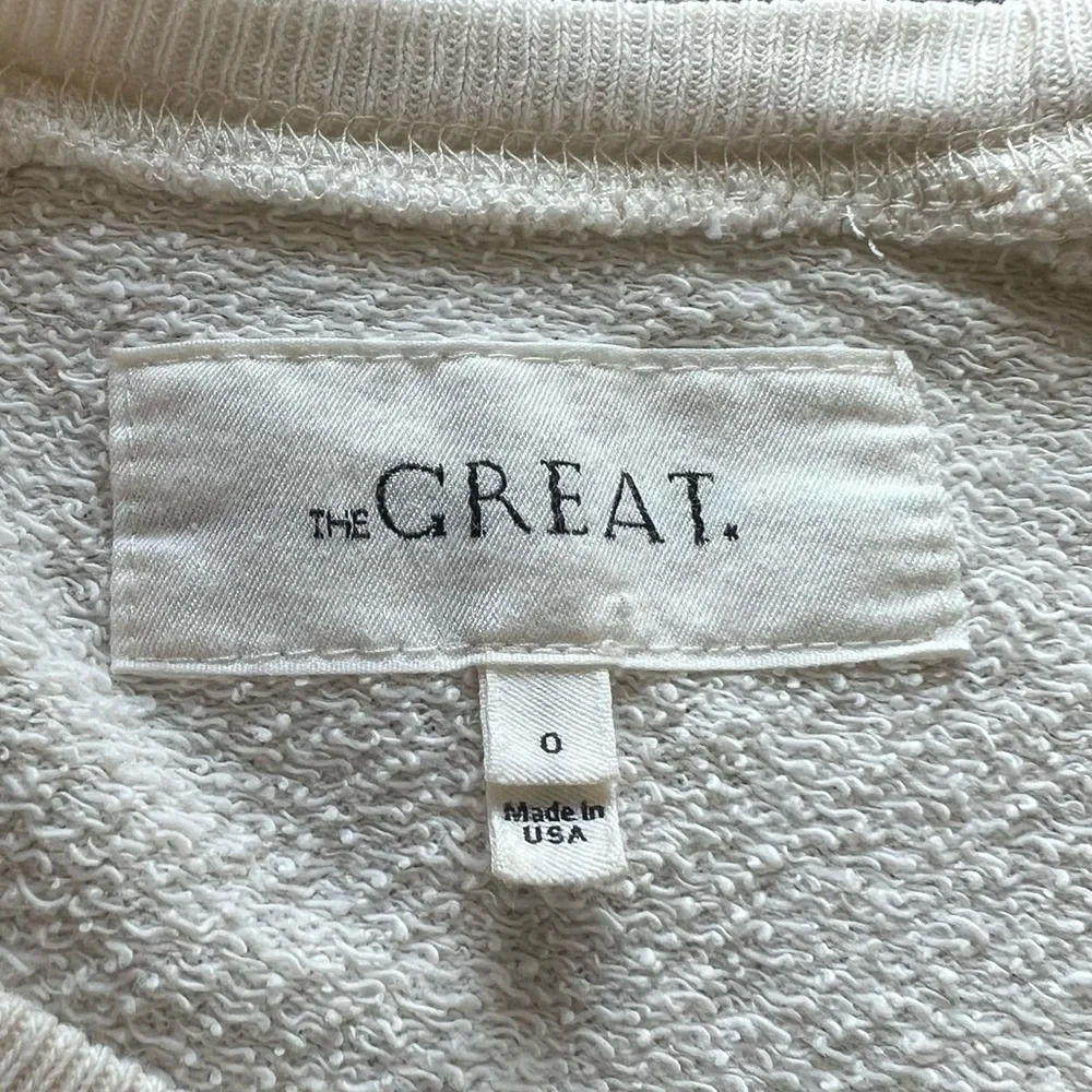 THE GREAT. The Shrunken Ruffle Sweatshirt Washed White Casual Women’s XS - Picture 9 of 10